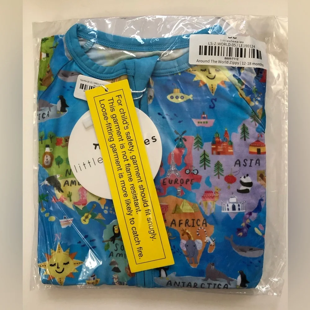 NWT Little Sleepies Around The World Zippy